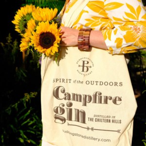 Puddingstone Distillery Campfire Gin Tote Bag with flowers