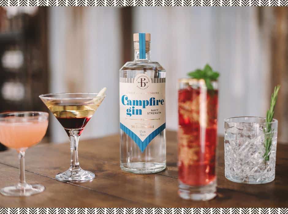 Campfire Navy Strength Gin with cocktails